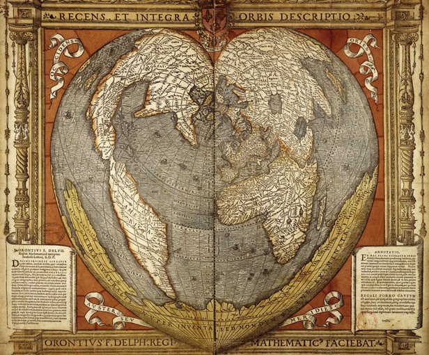 Heart Map Orontius 1534