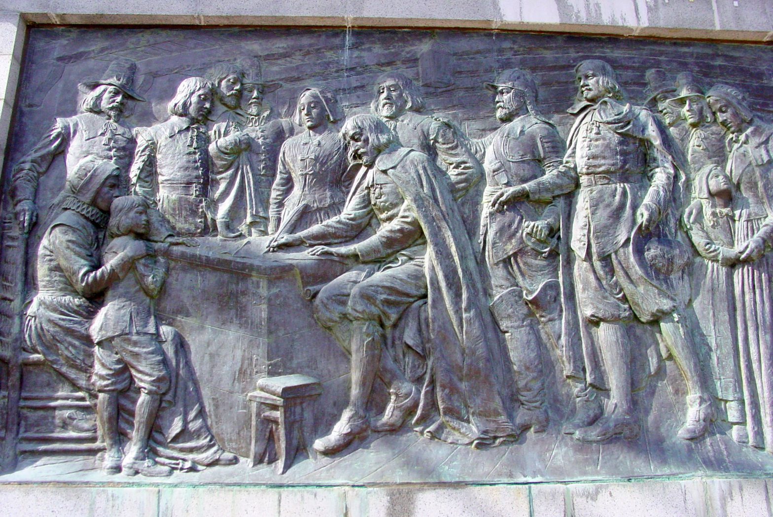 Bas Relief of Mayflower Compact Signing