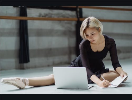Ballet dancer studying